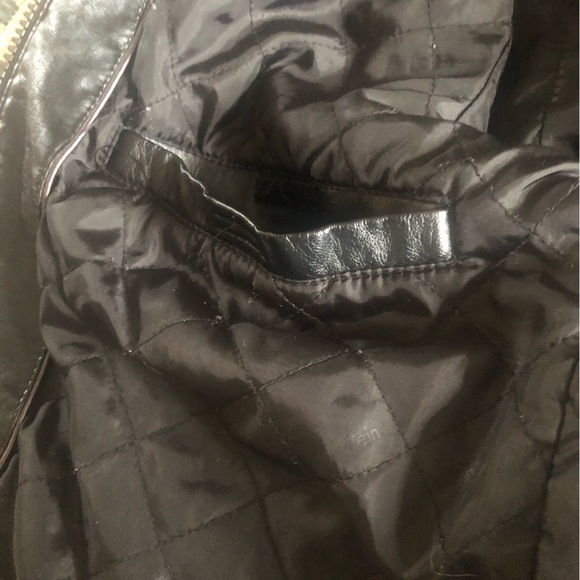 Moto biker jacket vegan black leather lady large men’s med vintage Calvin Klein - Picture 4 of 11